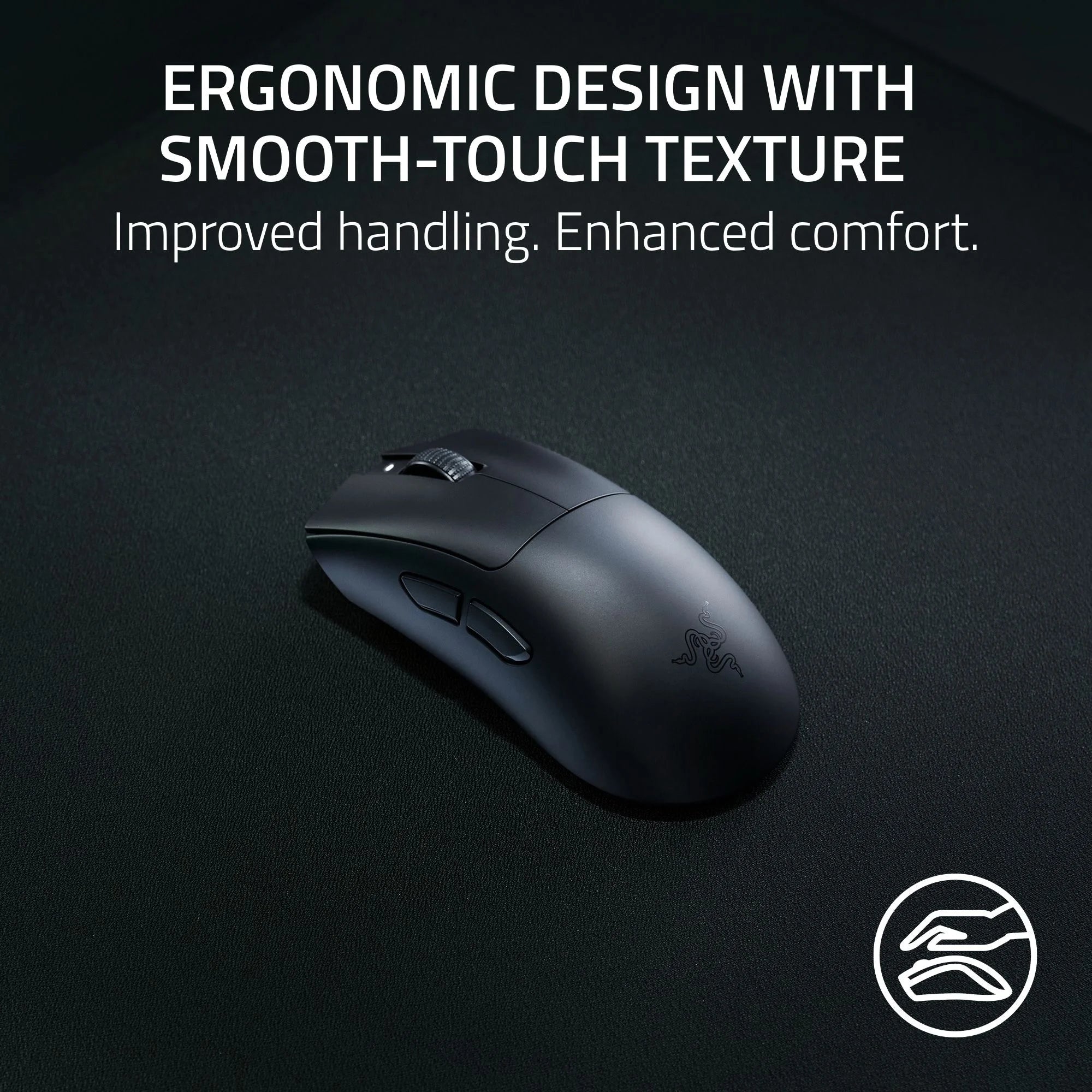 Deathadder V3 Hyperspeed Wireless Optical Ergonomic Gaming Mouse, 26000 DPI, Black