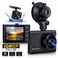Dash Cam Front & Rear 1080P Full HD Night Vision, Parking Mode, G-Sensor, Loop Recording, WDR, 3-Inch LCD
